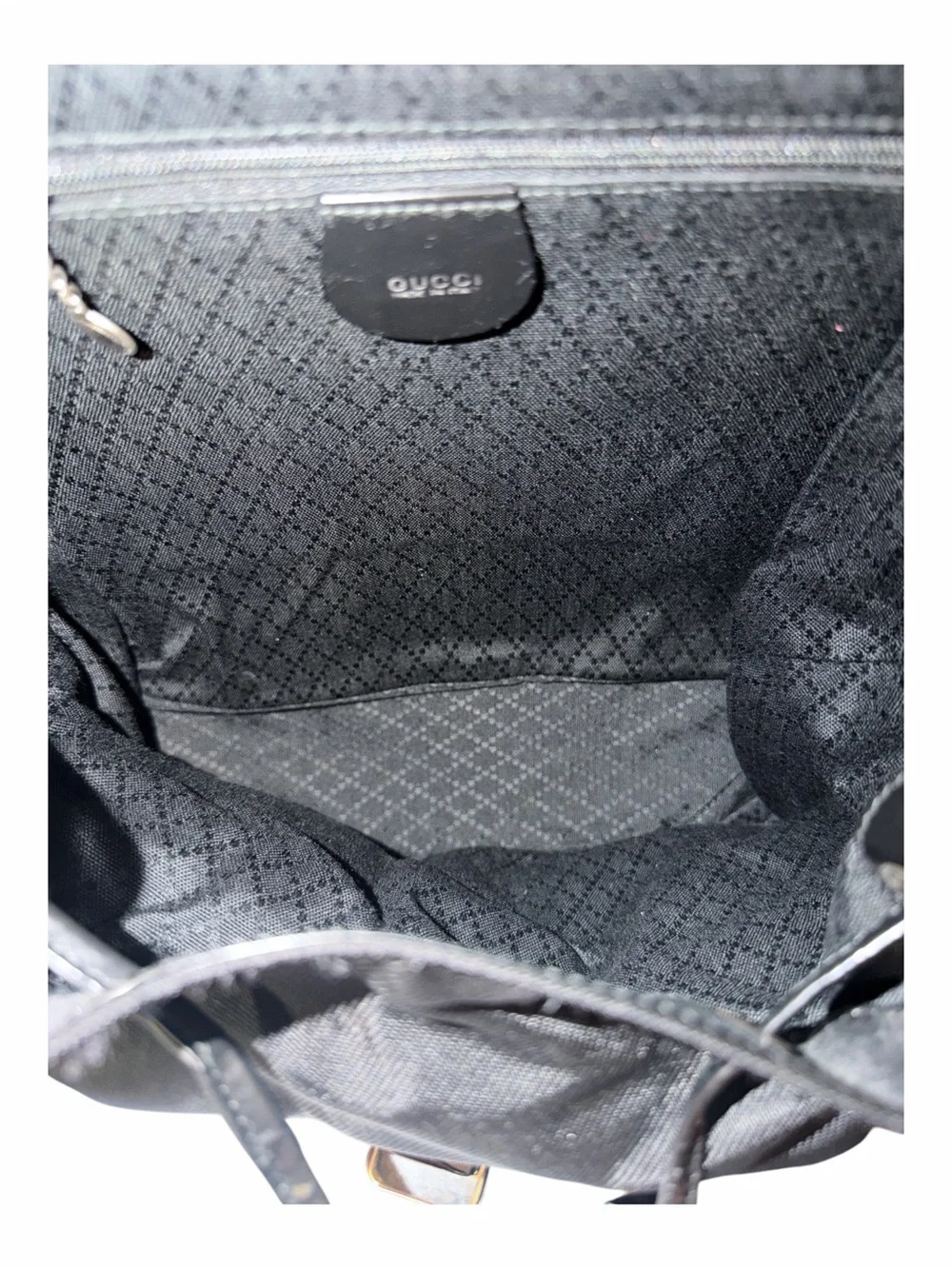 Authentic Gucci Vintage Bamboo Twin Pocket Nylon Backpack Black - Picture 3 of 8
